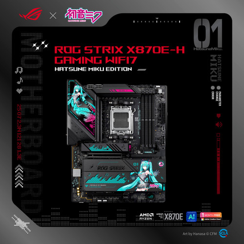 ASUS - ROG STRIX X870E-H (Socket AM5) AMD X870E ATX DDR5 Wi-Fi 7 Motherboard - HATSUNE MIKU EDITION