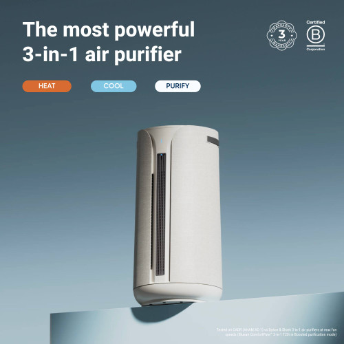 Blueair - ComfortPure 3-in-1 HEPASilent T20i Air Purifier Large: Heat + Cool + Purify - Gray