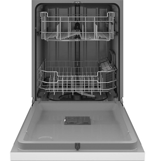 GE - 24" Front Control Built-In Plastic Tub Dishwasher with Steam + Sanitization and 52 dBA - White
