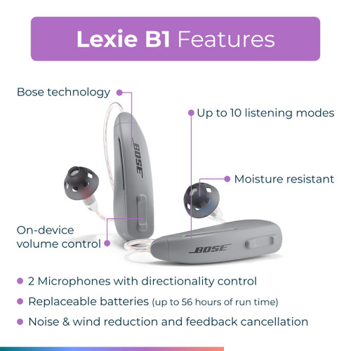 Lexie Hearing - Lexie B1 OTC Hearing Aids Powered by Bose - Light Gray