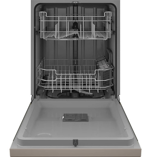 GE - 24" Front Control Built-In Plastic Tub Dishwasher with Steam + Sanitization and 52 dBA - Slate