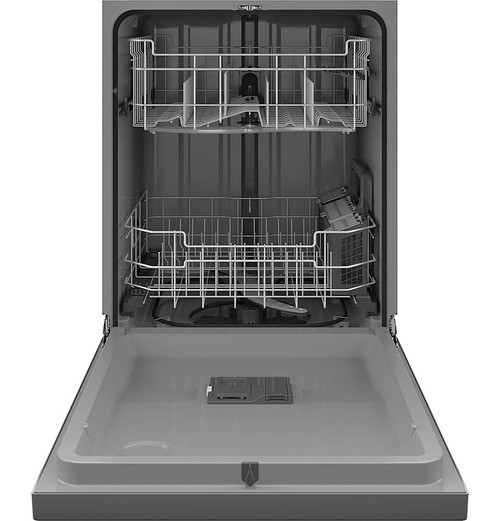 GE - 24" Front Control Built-In Plastic Tub Dishwasher with Steam + Sanitization and 52 dBA - Stainless Steel