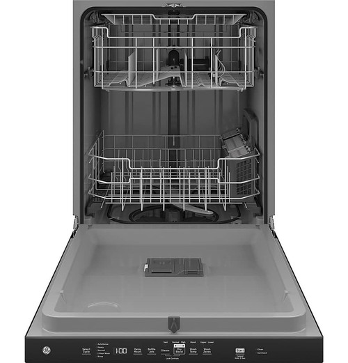 GE - 24" Top Control Built-In Plastic Tub Dishwasher with 3rd Rack, Bottle Jets and 50 dBA - Black