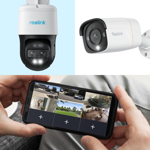 Reolink - 8 - Channel, 4 - Bullet 1 - Pan Tilt Auto Track Camera Indoor/Outdoor 4K+ 12MP PoE 2TB NVR Security Surveillance System - White