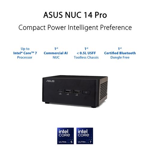 ASUS - NUC 14 Pro Mini Desktop - Intel Core Ultra 5 125H - 16GB Memory - 512GB SSD - Black