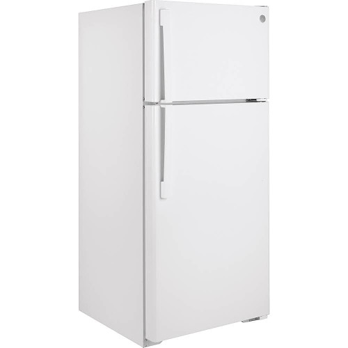 GE - 16.6 Cu. Ft. Top-Freezer Refrigerator with Edge-to-Edge Glass Shelves - White