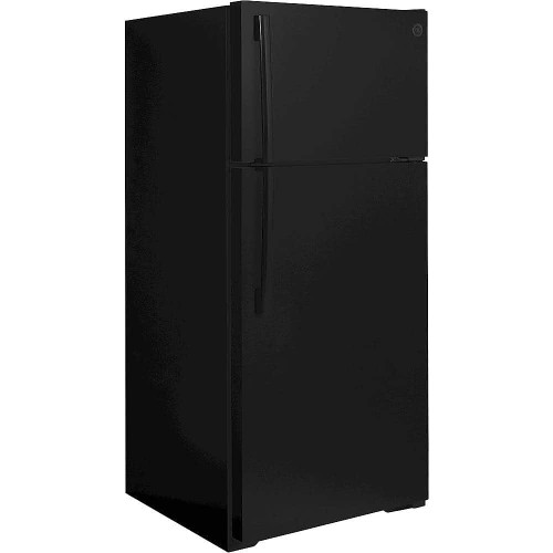 GE - 16.6 Cu. Ft. Top-Freezer Refrigerator with Adjustable Wire Shelves - Black