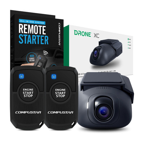 Compustar - DroneMobile XC-LTE Dash Cam with 1-Way Remote Start Bundle - Installation Included - Black