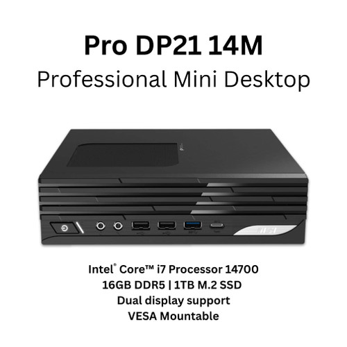 MSI - PRO DP21 Desktop - Intel Core i7-14700 - 16GB Memory - Intel UHD 770 Graphics - 1TB SSD - Black