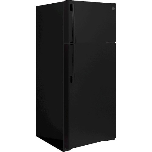 GE - 17.5 Cu. Ft. Top-Freezer Refrigerator with LED Interior Lighting - Black