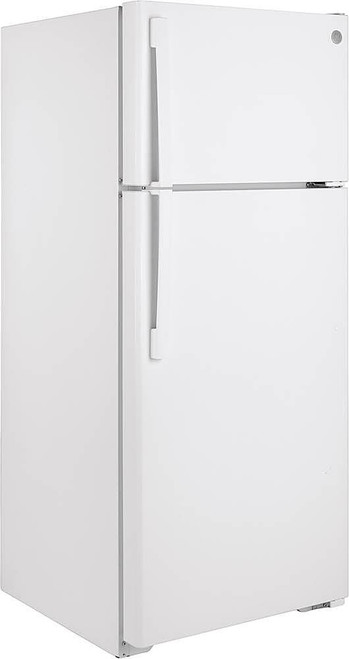 GE - 17.5 Cu. Ft. Top-Freezer Refrigerator with LED Interior Lighting - White