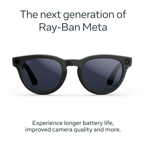 Ray-Ban Meta - Headliner (Gen 2) glasses with Meta AI, Audio, Photo, Video Compatability - Transitions Sapphire lenses - Shiny Black