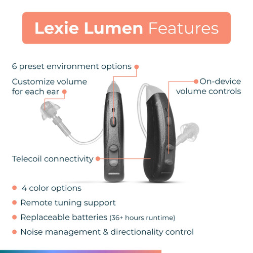 Lexie Hearing - Lexie Lumen self-fitting OTC hearing aids - Metallic Black