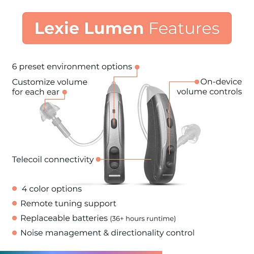 Lexie Hearing - Lexie Lumen self-fitting OTC hearing aids - Silver