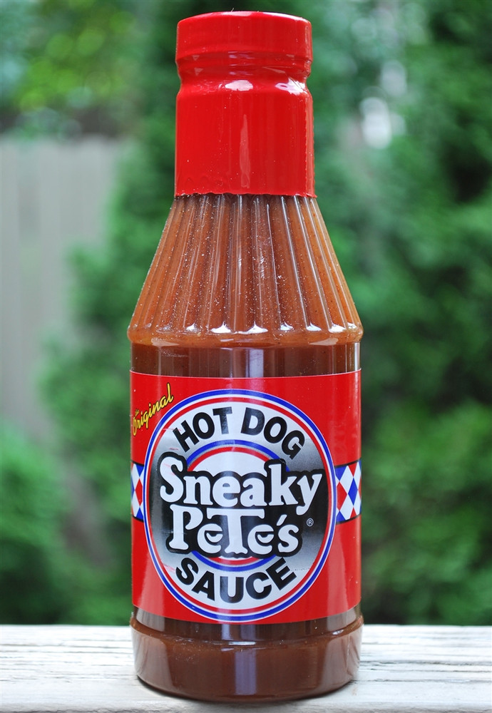 Sneaky Pete’s Sauce bottle, Alabama-made hot dog sauce, Southern condiment, gourmet BBQ sauce, 16 oz bottle