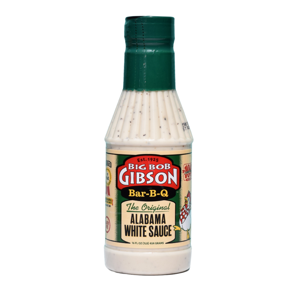 Big Bob Gibson’s White BBQ Sauce bottle Alabama original tangy peppery barbecue sauce