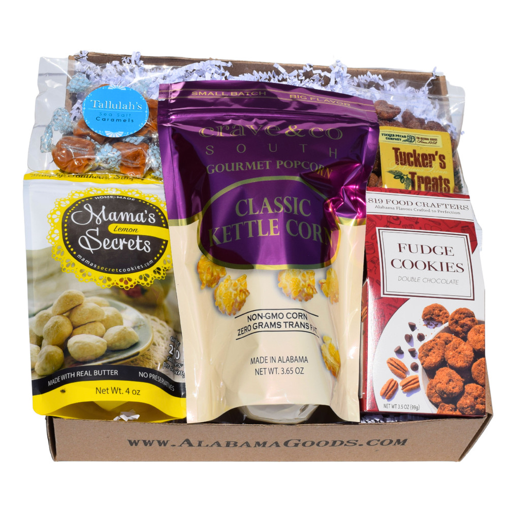 Sweet goodies and treats from Alabama presented in gift box