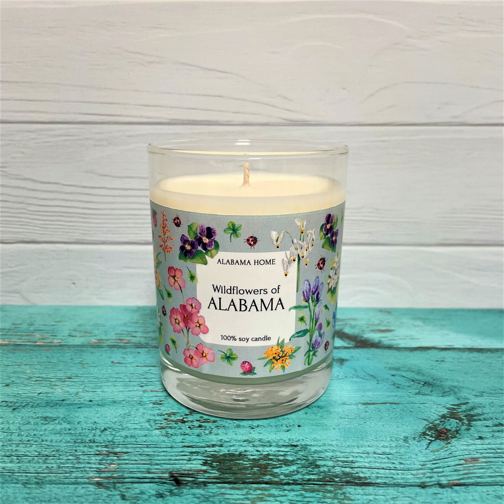 Alabama soy candle in glass jar, 12oz hand-poured candle made in Alabama, gift-ready home fragrance inspired by wildflowers