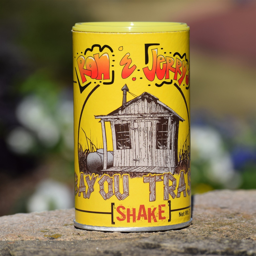 Ron & Jerry’s Bayou Trash Cajun seasoning shaker made in Alabama, Southern spice blend for seafood, meat, and vegetables