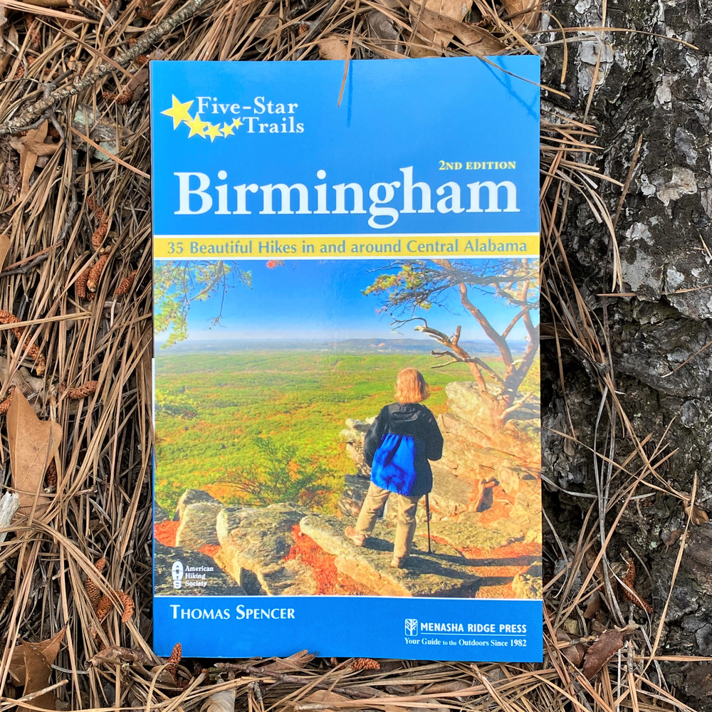 Birmingham hiking trail guide book cover, Birmingham Alabama trail guide, local hiking guide Alabama, Birmingham outdoor book, Alabama-made hiking guide