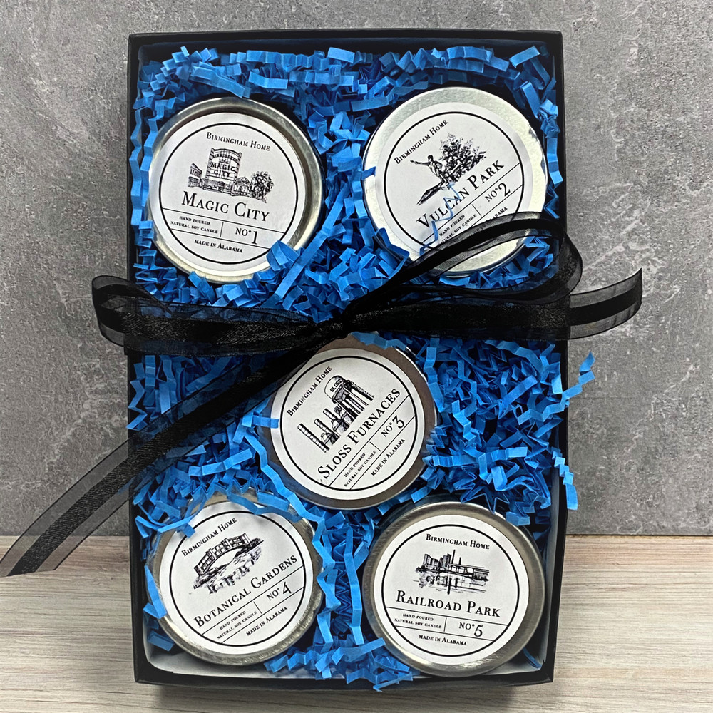 Birmingham candle gift set, Alabama soy candle tins, Birmingham scented candles, made in Alabama gift set, travel candle set
