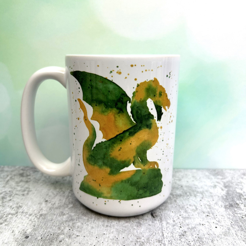 Birmingham dragon mug hand-painted ceramic 15 oz, UAB-inspired coffee mug dishwasher and microwave safe gift
