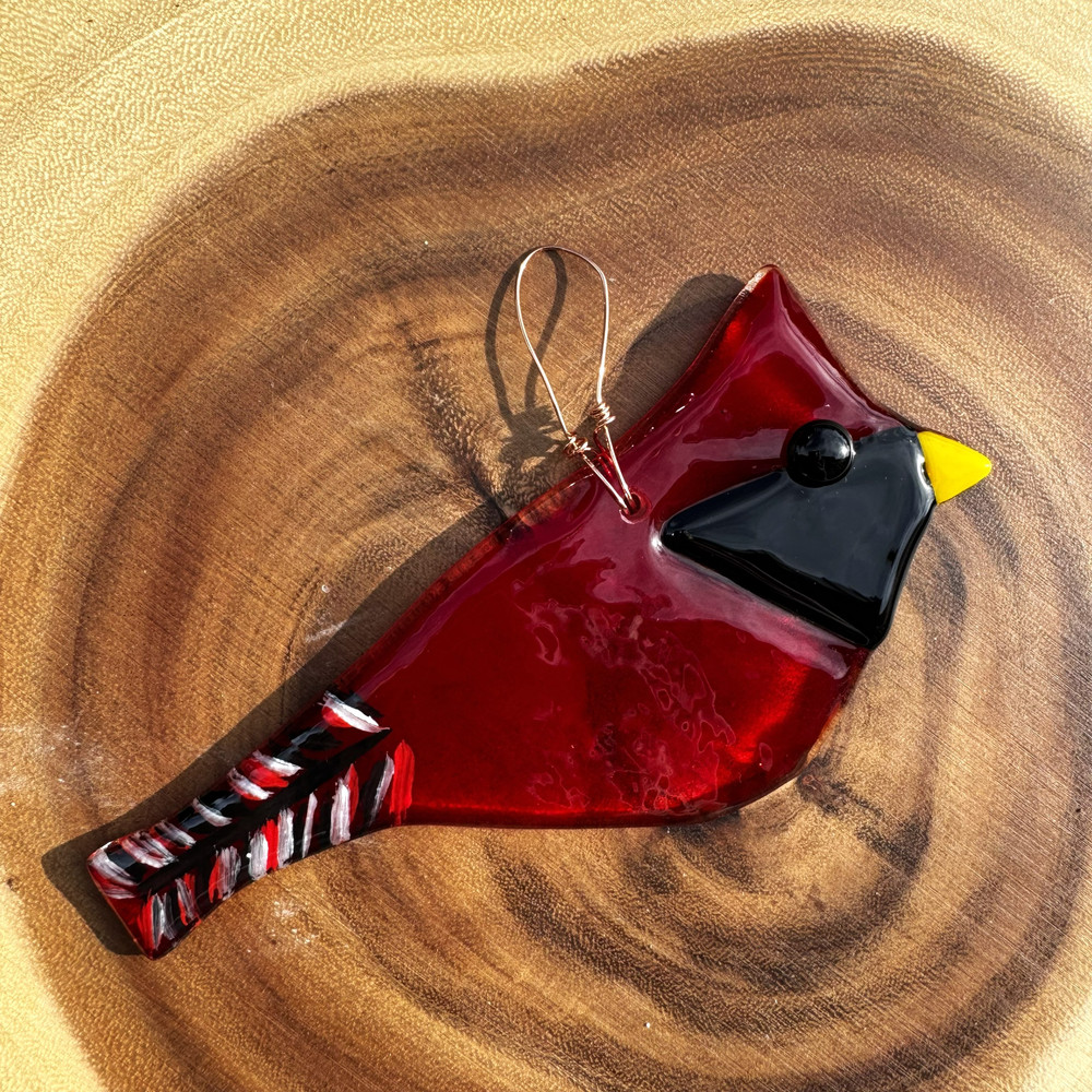 Fused Glass Cardinal