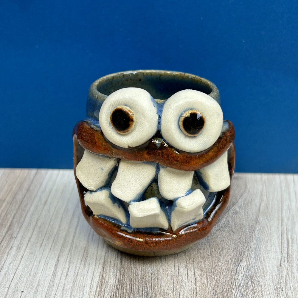 Handmade Alabama stoneware shot glass by Nelson Pottery with food-safe glaze, small ceramic espresso cup, artisan pottery made in Alabama