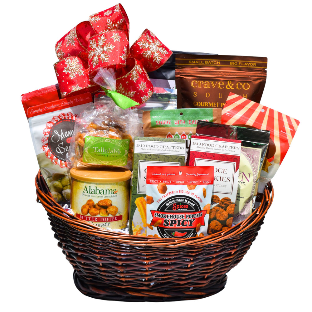 Christmas basket made in Alabama with holiday flavors