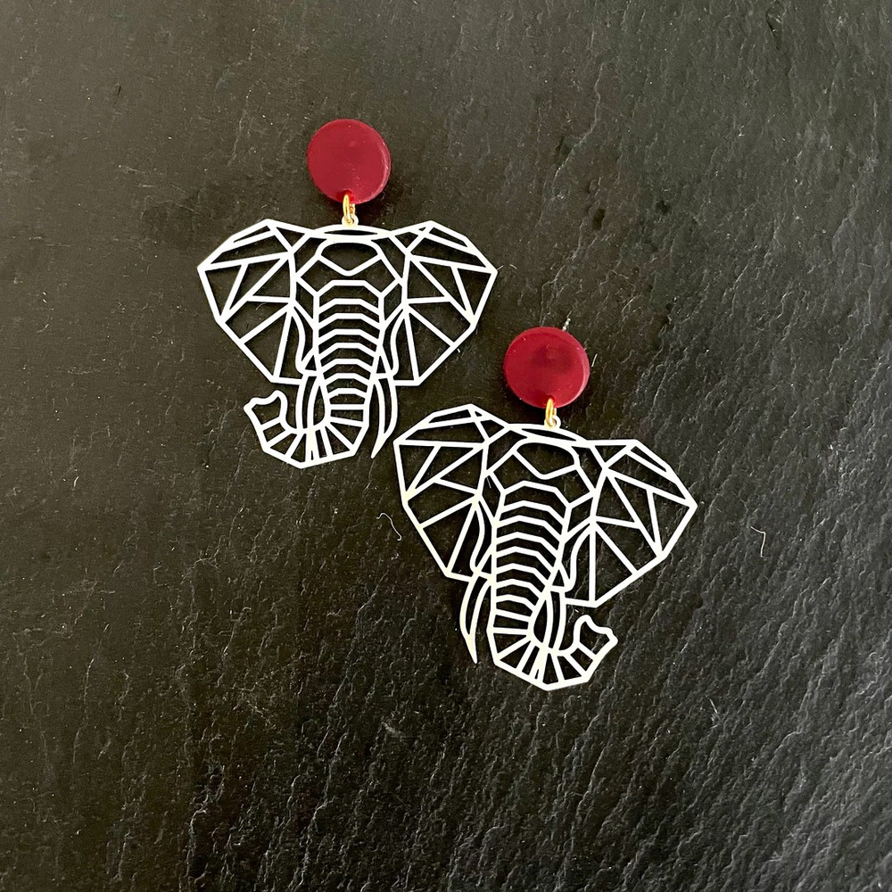 Filigree elephant earrings, Alabama Crimson Tide fan jewelry, game day earrings, elephant jewelry for women, Alabama gifts, college football accessories