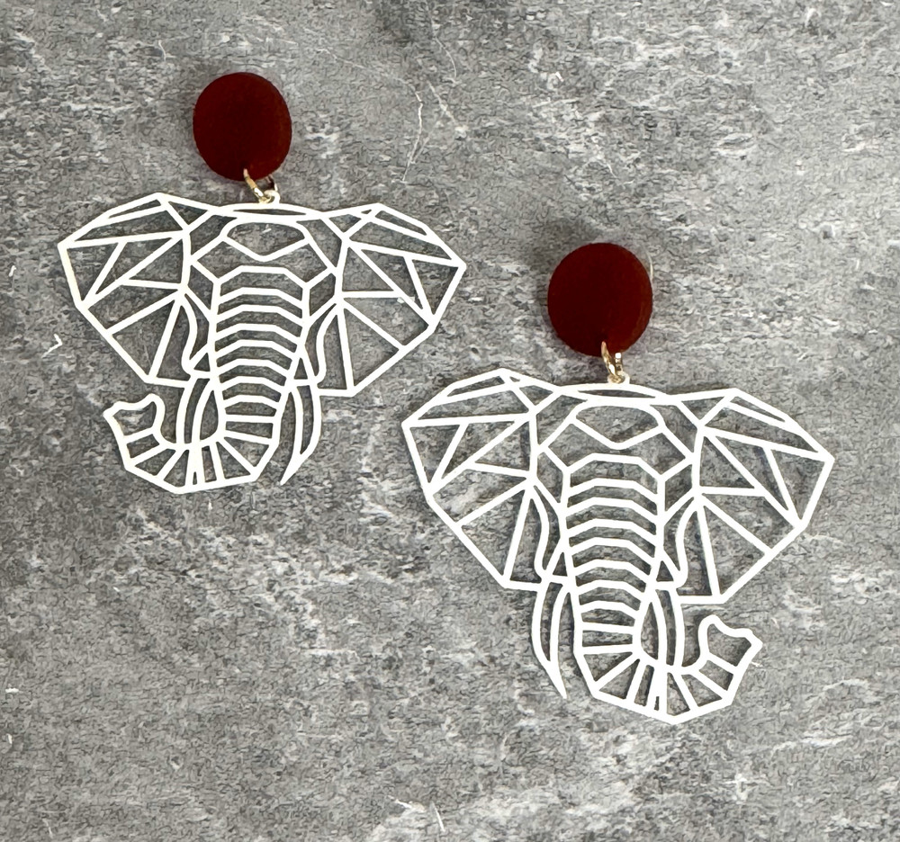 Filigree elephant earrings, Alabama Crimson Tide fan jewelry, game day earrings, elephant jewelry for women, Alabama gifts, college football accessories