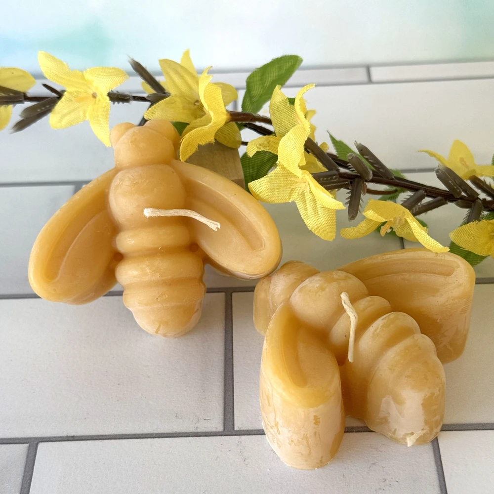 Honey bee beeswax candle set, handmade Alabama beeswax candles, eco-friendly candle gift, natural beeswax candle pair, honey scented candle gift
