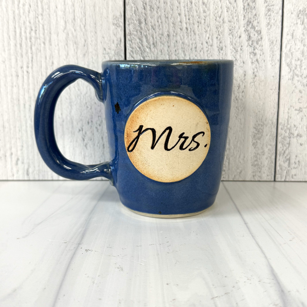 Mrs. handmade pottery mug Alabama made, bride gift mug, wedding gift for her, ceramic Mrs coffee mug, newlywed gift handmade mug