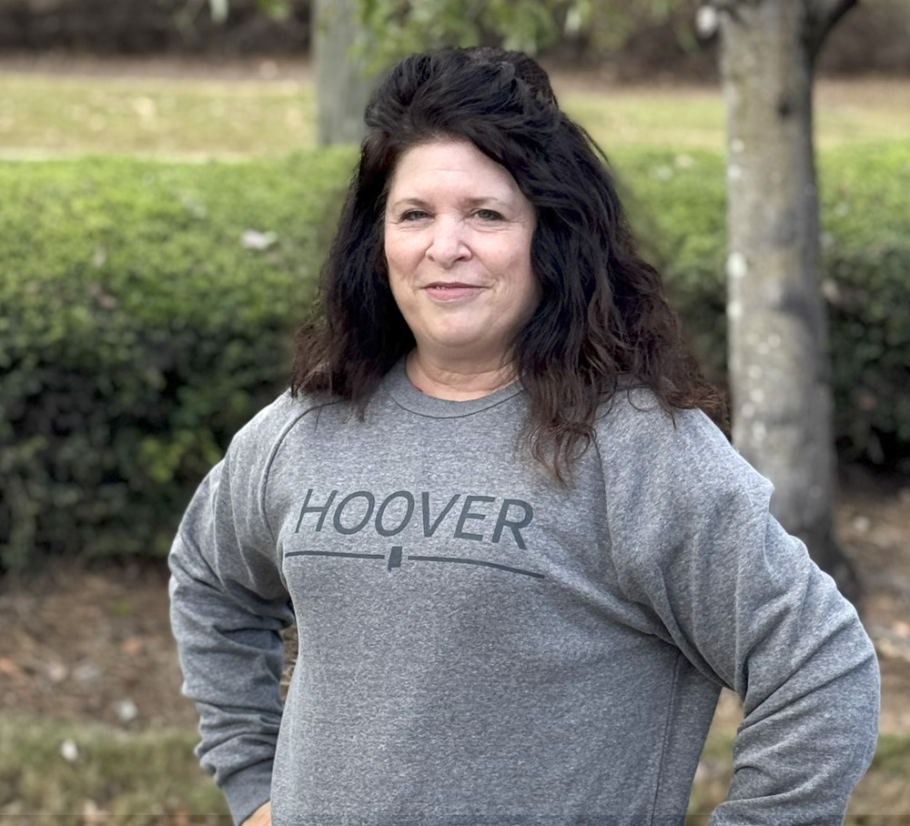 Hoover Alabama sweatshirt, heather gray crewneck with bold “Hoover” graphic, cozy midweight fleece perfect for game days and everyday wear