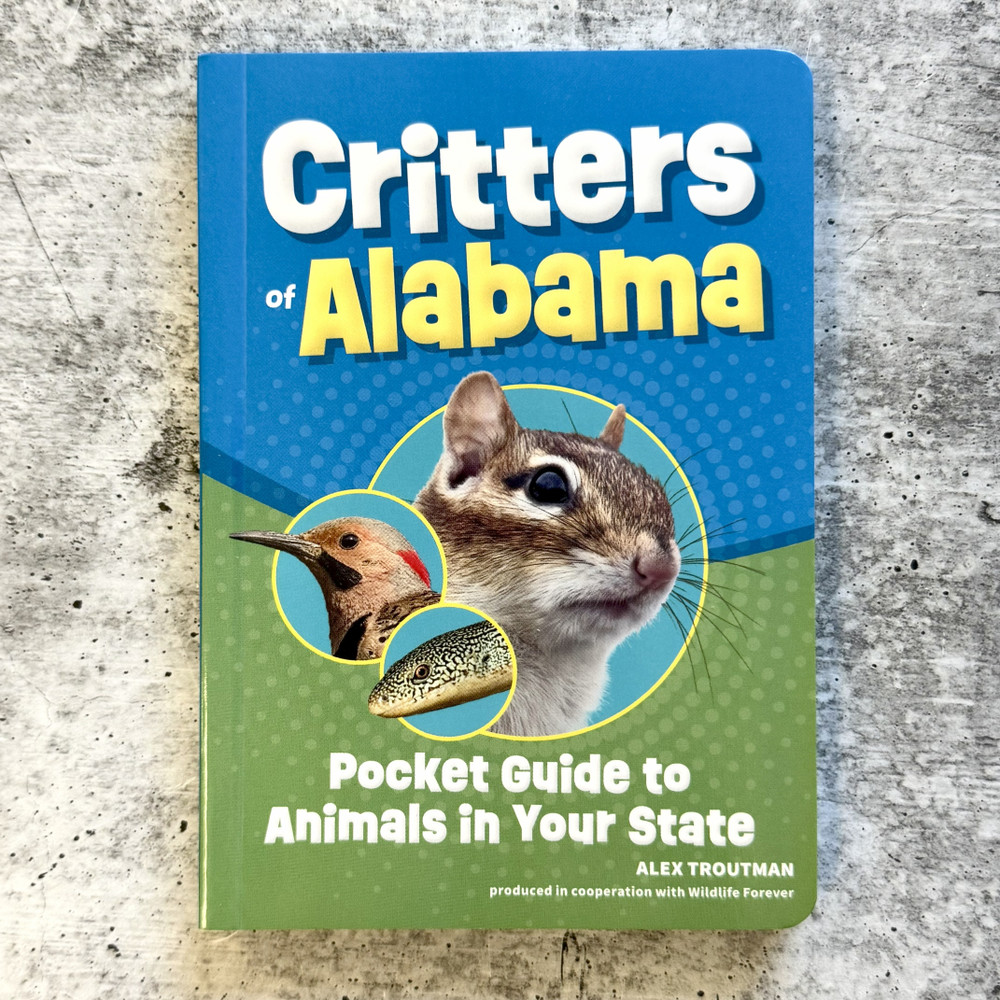 Critters of Alabama pocket wildlife guide book cover, Alabama animals field guide, pocket nature book Alabama wildlife, Alabama hiking guide book