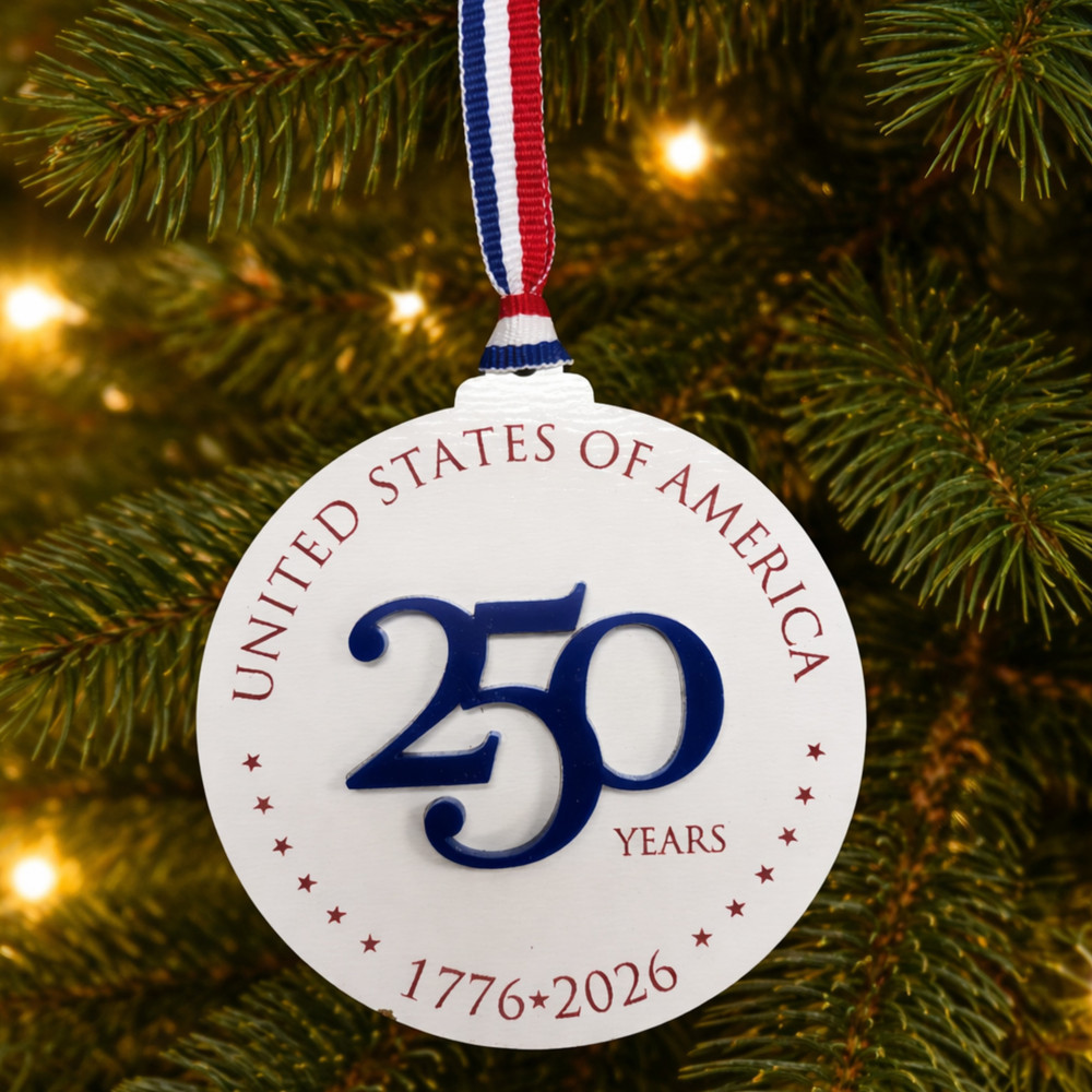 USA 250th anniversary ornament 1776-2026, patriotic Christmas ornament, America 250 years keepsake, Independence Day gift ornament