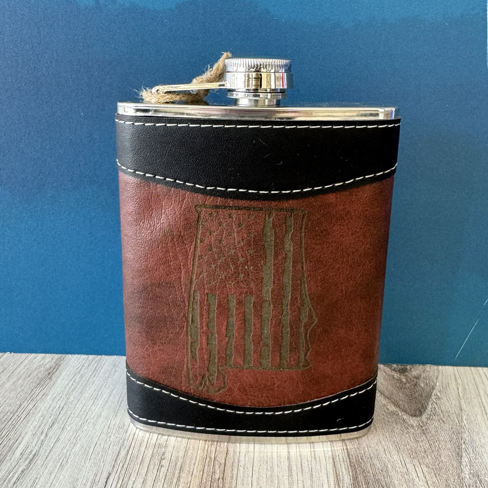 Leather Flask - American Flag