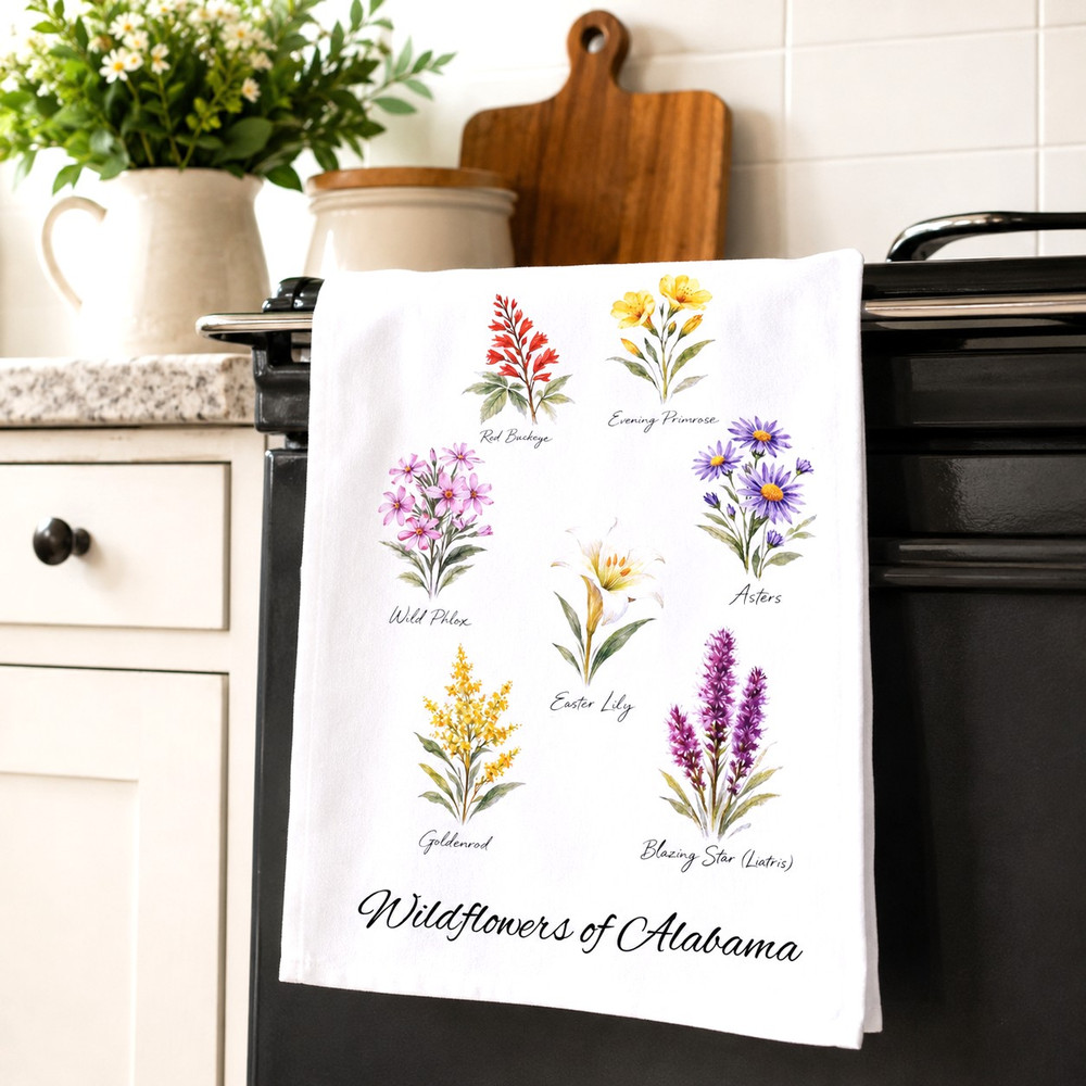 Wildflowers of Alabama Tea Towel