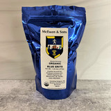 Blue corn grits in rustic packaging, stone ground Alabama grits, McEwen & Sons product image, gourmet Southern food gift