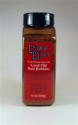Dixie Dirt BBQ seasoning 5 oz jar, Alabama-made spice blend, Southern BBQ rub packaging, grilling seasoning close-up, artisan spice bottle