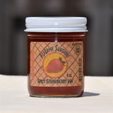 Alabama-made hot strawberry jam in glass jar, sweet and spicy strawberry spread for biscuits, cheese boards, and gourmet food gifts