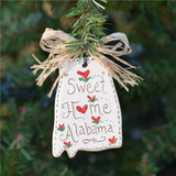 Sweet Home Alabama handmade clay ornament, hand-painted Alabama Christmas ornament by Lyn Littrell, made in Alabama holiday décor