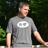 Birmingham “Bham” graphic t-shirt featuring a creative B and ham design on a soft poly/cotton tee, perfect for Alabama locals and gifts.