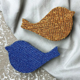 Bird-shaped carpet coasters made from repurposed materials, unique eco-friendly drink coasters, handmade Alabama gift, sustainable home décor set
