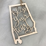 Bless Your Heart wooden ornament made in Alabama, rustic wood ornament with Southern phrase, holiday décor or year-round display