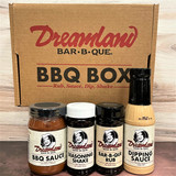 Dreamland BBQ sauce gift box with Alabama-made barbecue sauce, rub, seasoning, and dippin sauce for grilling and food gifts