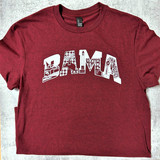 Alabama Crimson Tide graphic tee featuring Denny Chimes, Big Al, houndstooth, and campus icons – Alabama fan shirt gift