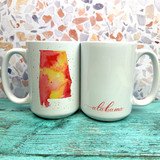 Pink Alabama State ceramic mug with hand-painted and hand-lettered design, 15-ounce coffee mug for Alabama gifts and home décor