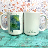 Hand-painted Alabama state mug blue ceramic 15 oz, Alabama-themed coffee mug dishwasher and microwave safe gift