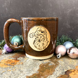 Vintage Santa pottery mug handmade in Alabama – festive red ceramic holiday coffee mug with nostalgic Santa design